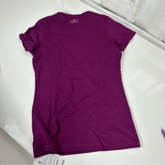 UNDER ARMOUR top HEATGEAR performance cotton shirt new purple semi fitted M - Picture 7 of 7